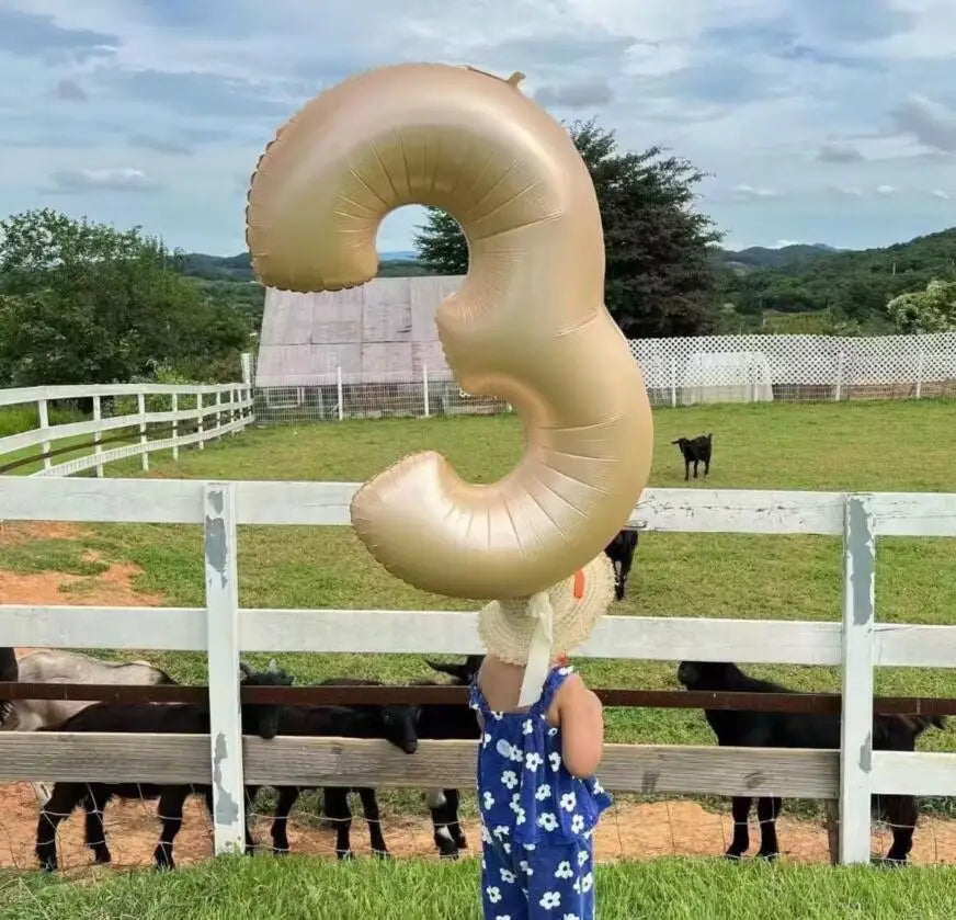 32/40Inch Cream Color Number Balloons 1-9 Large Digital Foil Helium Ball Girl Kids Adult Happy Birthday Party Decoration Wedding