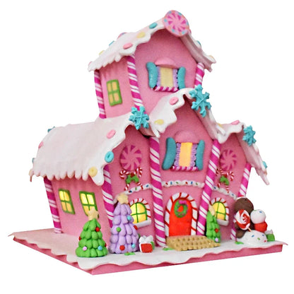 Christmas scene bread soil big candy house decoration pink cute glowing cake house birthday gift decoration supplies