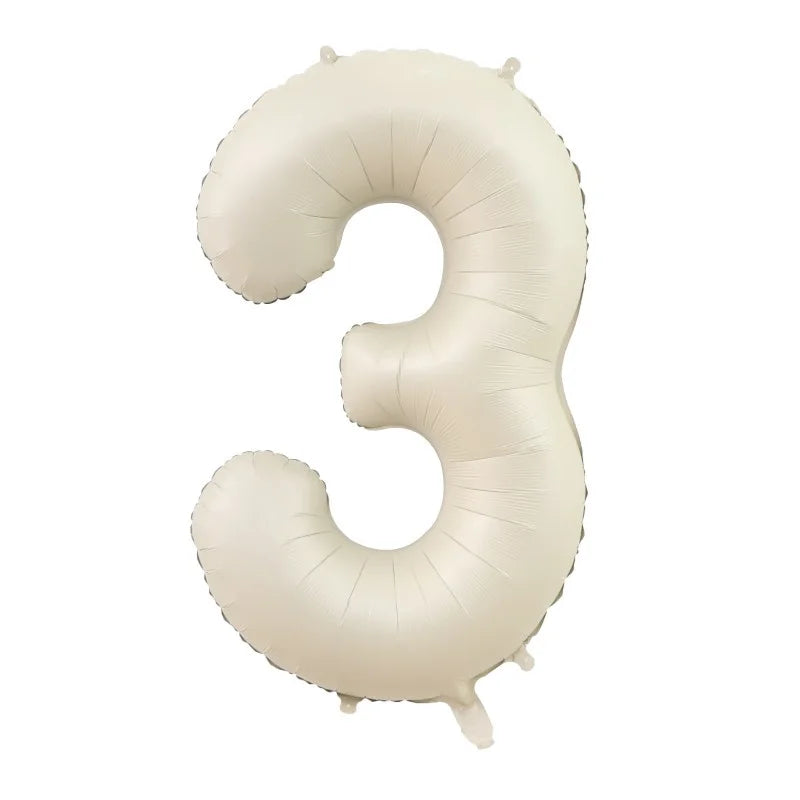 32/40Inch Cream Color Number Balloons 1-9 Large Digital Foil Helium Ball Girl Kids Adult Happy Birthday Party Decoration Wedding