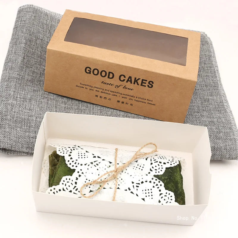 50pcs Kraft Paper Cake Boxes with Window Thank You  for Bakery, Pastries, Dessert,Cookies Gift Boxes Packaging Party Supplies
