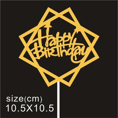 10 Pcs / Bag Gold Silver English Happy Birthday  Cake Toppers  Birthday Party Decorations   Baking DIY Accessories