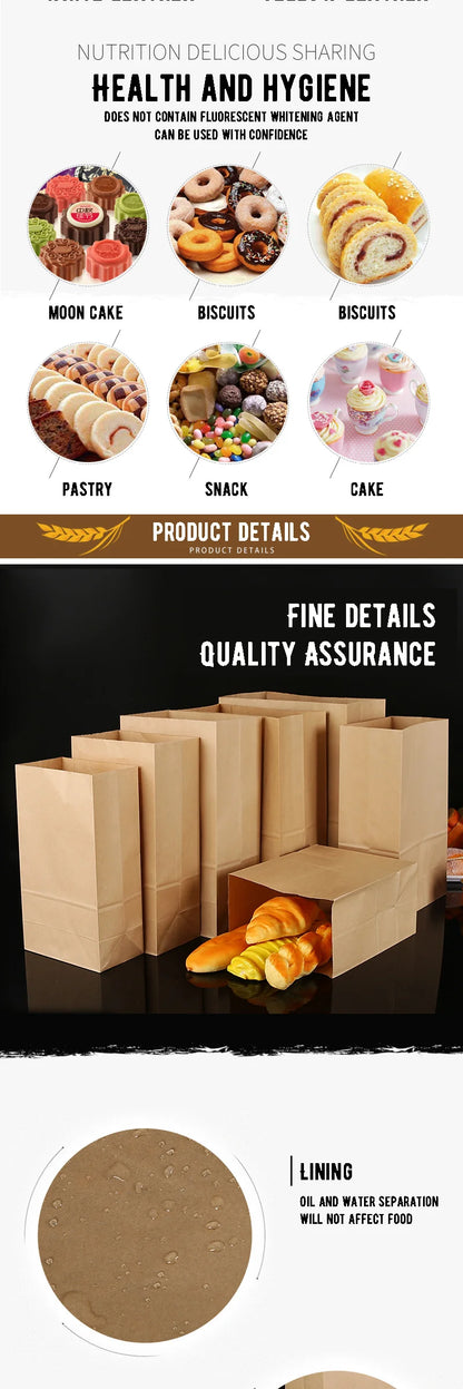 25/50pcs kraft paper bags brown exquisite gift bag recyclable takeout bags food baking packaging bag candy storage wholesale