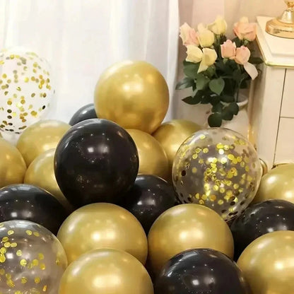 16pcs Black Metallic Sequin Balloons – Party Decorations for Birthday, Wedding &amp; Graduation