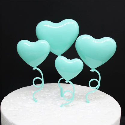 4Pcs Valentines Day Decoration Heart Cake Toppers Dessert Toppers Valentine&