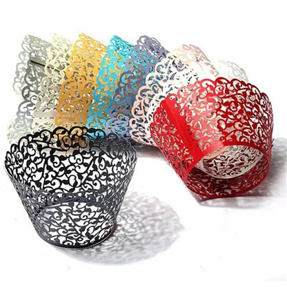 500pcs  Hollow Little Vine Lace Laser Cut Cupcake Wrapper Liner Baking Cup Paper Cake Cup DIY Baking Wedding Party Supplies