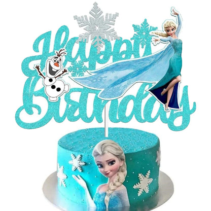 Disney Frozen Elsa Birthday Decorations Frozen Queen Anna Baby Shower Wedding Party Supplies Cake Topper Kit Cup Cake Tableware