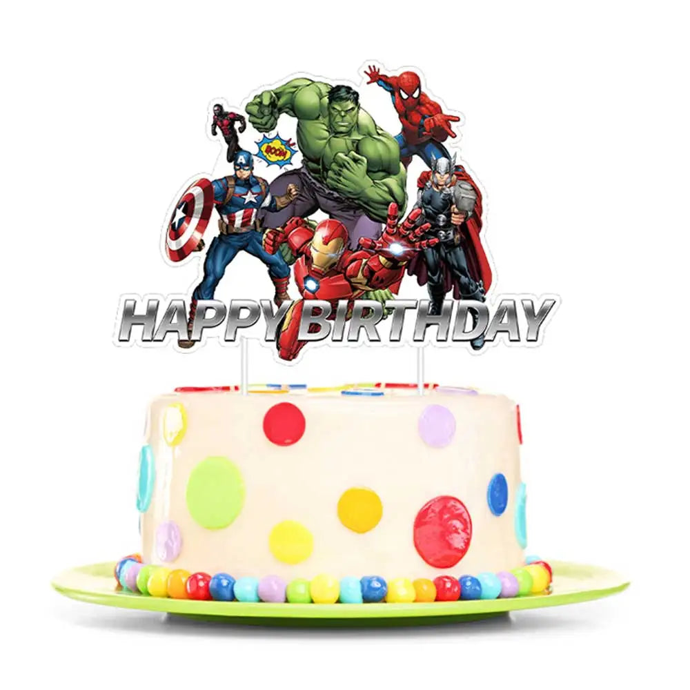 Disney Superhero The Avengers Minnie Mouse Cake Topper Party Decor For Kids Favors Cake Flag Baby Shower Party Cake Supplies