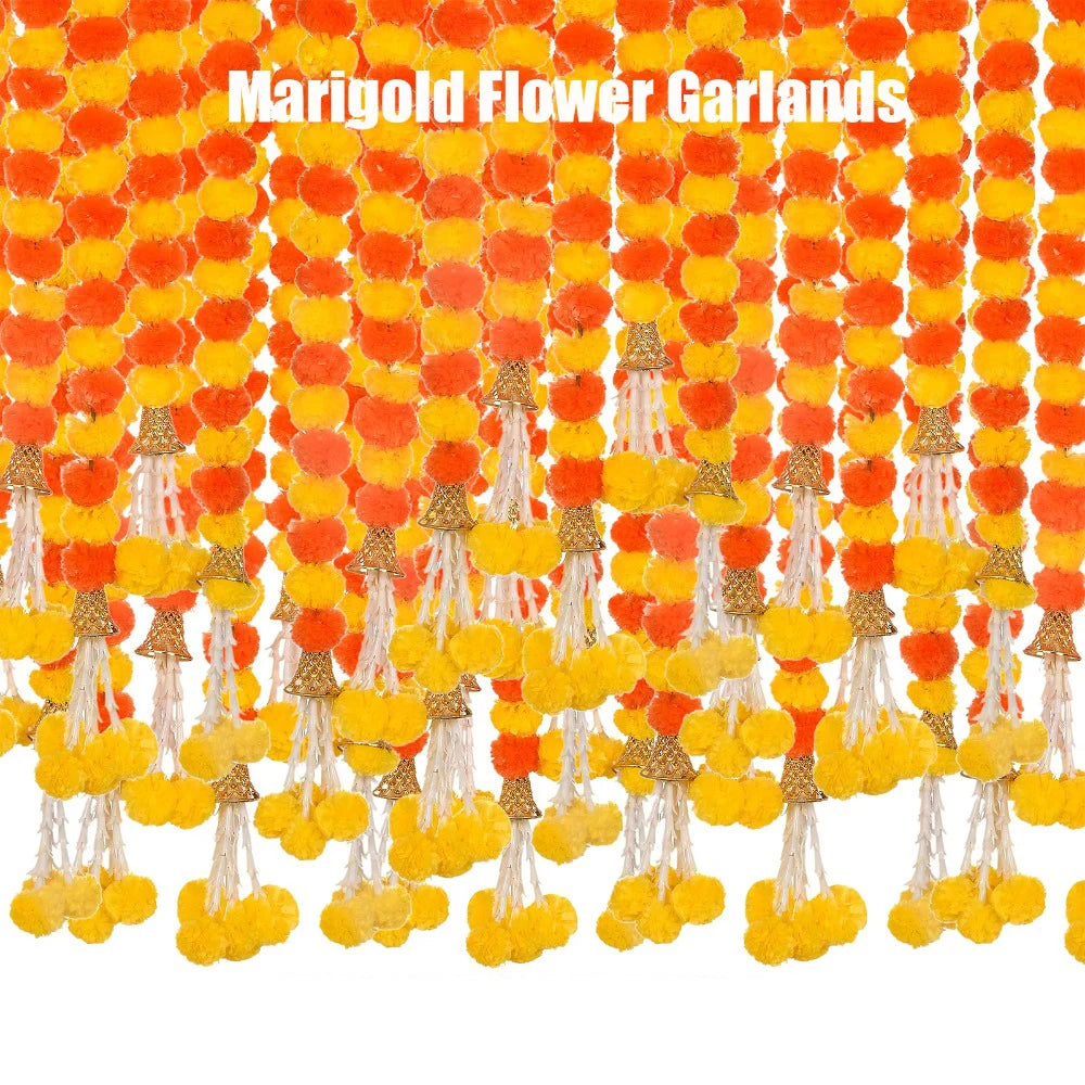 Marigold Flower Garlands 1.5m Artificial Flower Garland Indian DécorPooja Diwali Fiesta Day of The Dead Christmas Events Decor