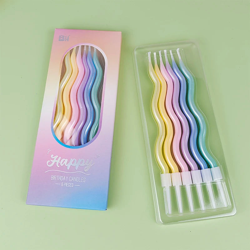 Happy Birthday Curved Candle Birthday Decoration Curved Thread Creative Long Cake Decoration Valentine&