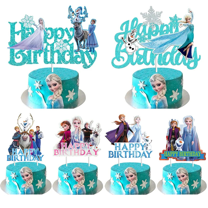 Disney Frozen Elsa Birthday Decorations Frozen Queen Anna Baby Shower Wedding Party Supplies Cake Topper Kit Cup Cake Tableware