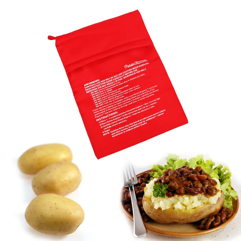 Microwave Baking Potatoes Bag Washable Cooker Bag Oven Steam Pocket Quick Baked Potatoes Rice Pocket Soil Bean Bag