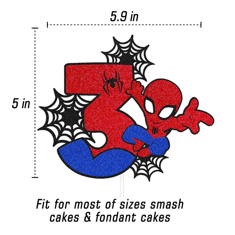 Disney Spiderman Birthday Party Cake Decorations Kids 1/2/3 Birthday Cake Toppers for Kids Boys Birthday Party Cake Decorations