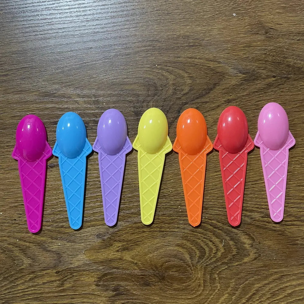 500pcs Ice Cream Spoon Plastic Dessert Yogurt Cake Spoon Summer Children Kids Birthday Party Supplies Only Spoon