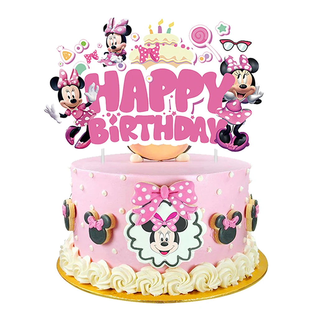 Disney Superhero The Avengers Minnie Mouse Cake Topper Party Decor For Kids Favors Cake Flag Baby Shower Party Cake Supplies