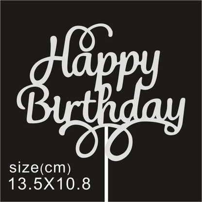 10 Pcs / Bag Gold Silver English Happy Birthday  Cake Toppers  Birthday Party Decorations   Baking DIY Accessories