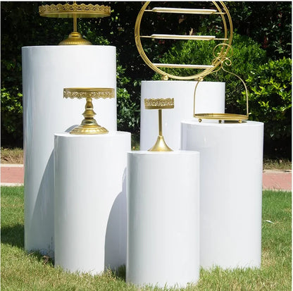 China Supplies Decorative Round Cylinder White Iron Cake Table for Events Party