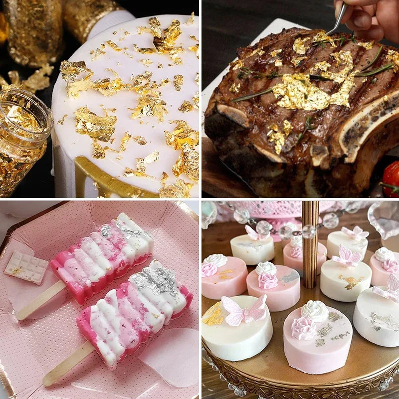 Genuine Gold Leaf Schabin Flakes Gold Cake Decoration DIY Chocolates Decor For Happy Birthday Party Baking Supplies