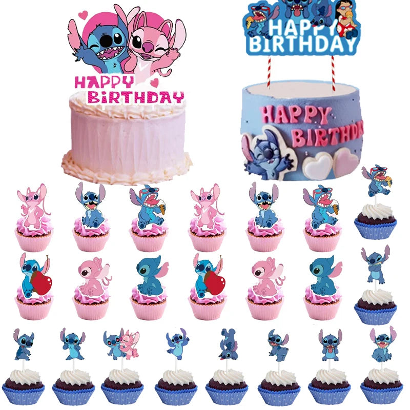 Disney Anime Stitch Party Decoration Props Cake Decor Supplies Children&