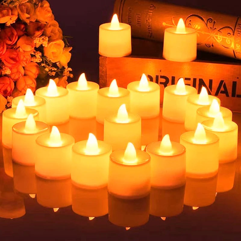 12-1Pcs Colorful LED Candles Battery Operated Flameless Tealight Fake Candles Lamp Wedding Birthday Party Home Decoration Lights