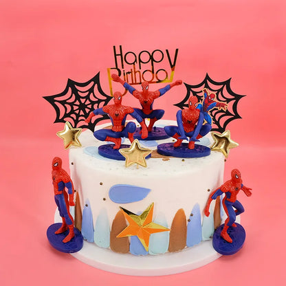 Paper Happy Birthday Cake Toppers Super-Hero Spiderman Theme Boy Birthday Cake Decoration For Boy Kids Party Cake Decor Supplies