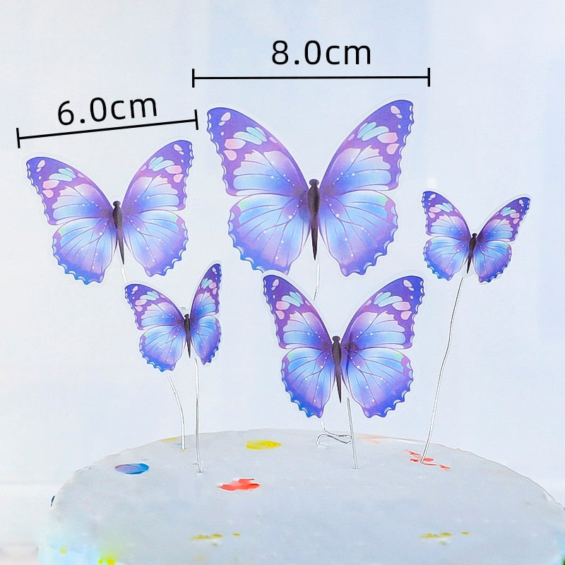 Happy Birthday Butterfly Theme Cake ToppersHandmade Painted Wedding Birthday Party Cake Decoration Party Baking Supplies Gift