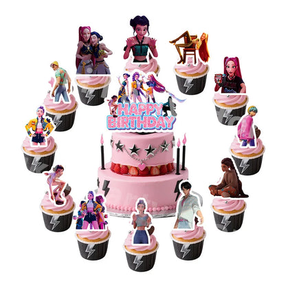 Demon Hunter Cake Decoration Cupcake Toppers Birthday Decorating Girls Kids Boy Party Decorations Baby Shower Party Favors