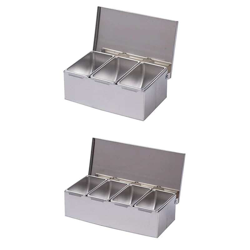 CQMF-Section Seasoning Box Stainless Steel Ingredients Box Cheese Sauce Salt Sugar Box Spice Jar Baking Tool