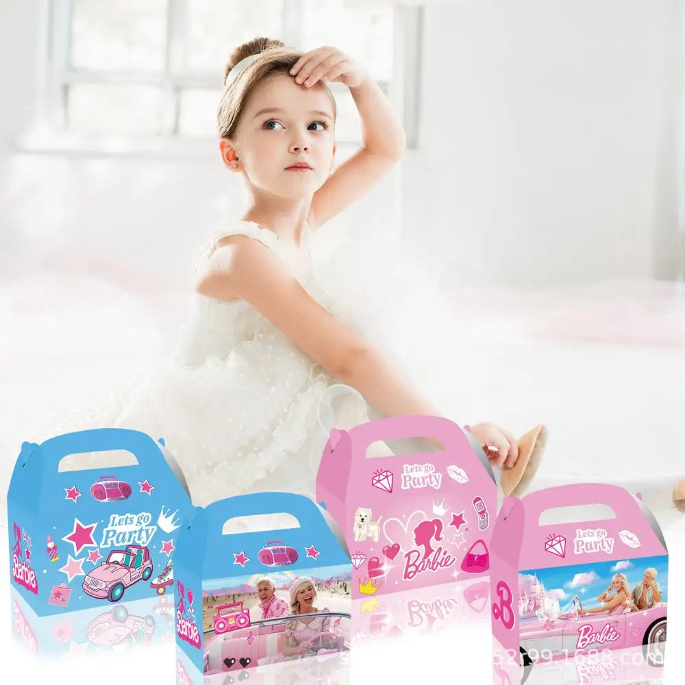 Barbie Party Decoration Supplies Vellum Gift Bag Portable Paper Box for Cake Candy Cookies Luigi Sticker Party Favors