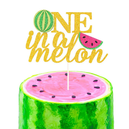 One in a Melon Cupcake Topper Baby Kids 1st Birthday Party Cake Decor Watermelon Themed Party Supplies Baby Shower Girl Birthday