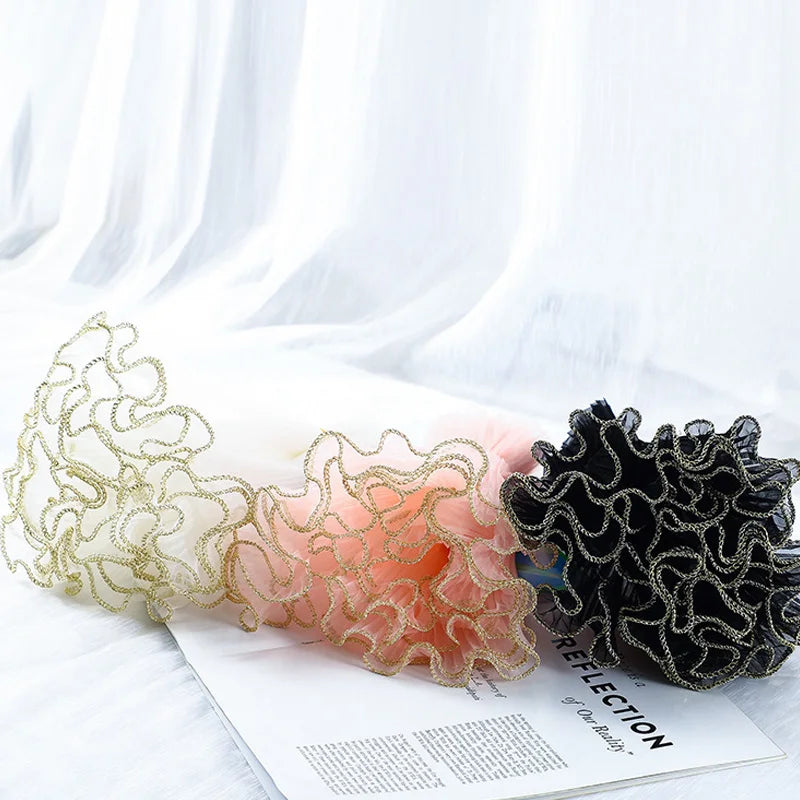 28cmx400cm Flower Wrapping Paper Pearl Wave Yarn Lace Mesh Florist Bouquet Valentine&