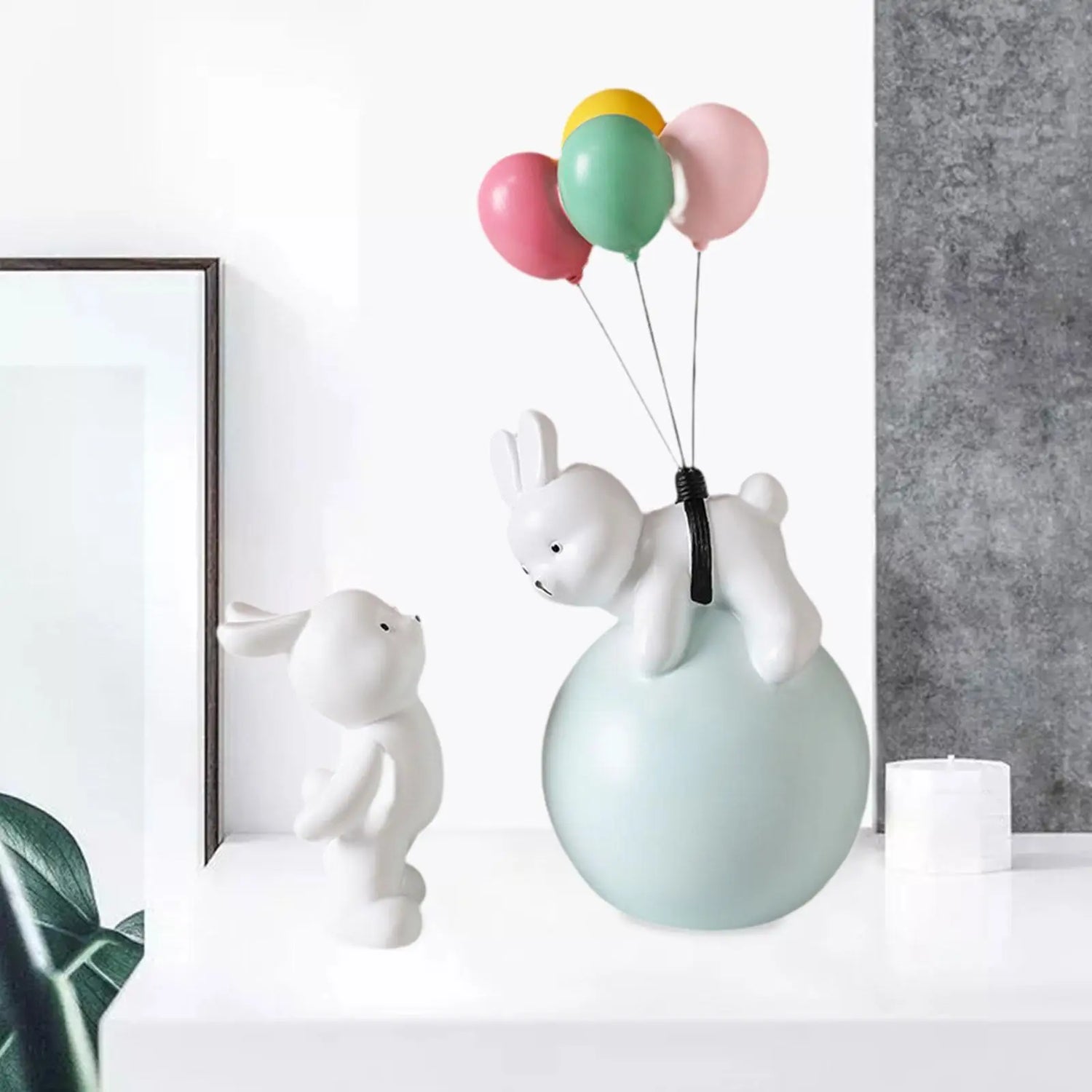 Balloon Bunny Figurine, Funny Tabletop Ornaments for Living Room TV Stand Bookshelf Arrangement Desktop