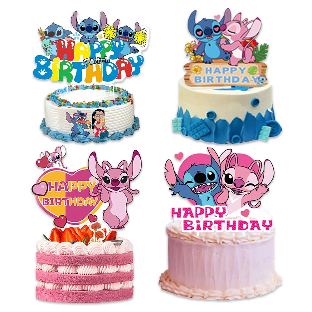 1pcs/lot Stitch Theme Cake Decoration Cake Card Topper Kids Boys Birthday Party Supplies Baby Shower Cupcake Picks