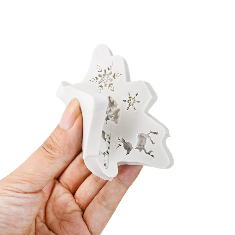 Chrsitmas Decor Silicone Molds Snowflake Xmas Tree Shape Cake Mold Baking Tool Candy Chocolate Biscuits Mould Ornament Supplies