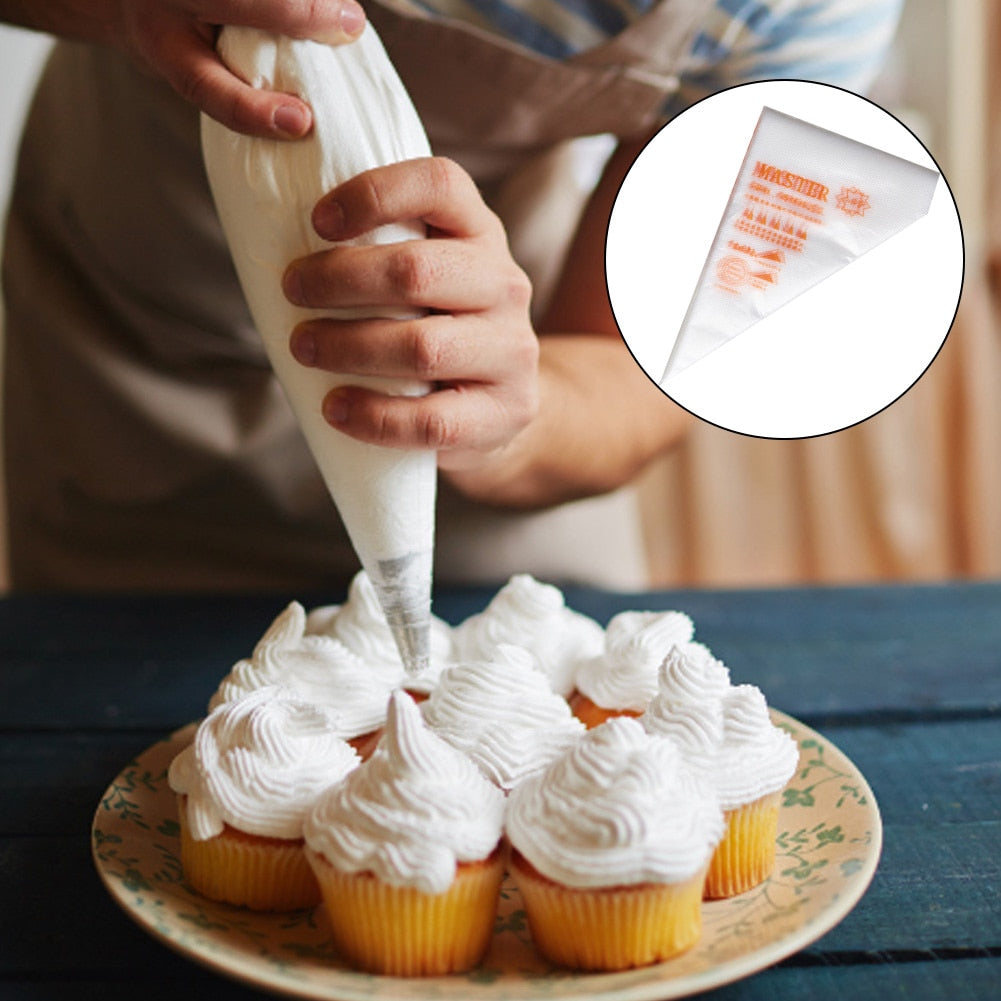 50/100pcs Disposable Pastry Piping Bag Icing Fondant Cake Cream Squeeze Cream Bag Tip Nozzle Bags DIY Baking Accessories