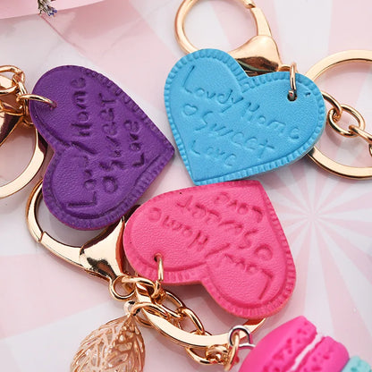 200pcs Resin Macaron Cake Keychain Metal Eiffel Tower Bag Charm keyring Wedding Supplies Keychain Favors