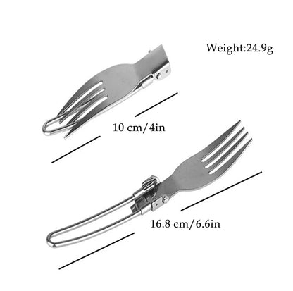 Camping Fork Spoon Outdoor Tableware Foldable Ultralight Stainless Steel Set Of Dishes For Camping Outdoor Cooking
