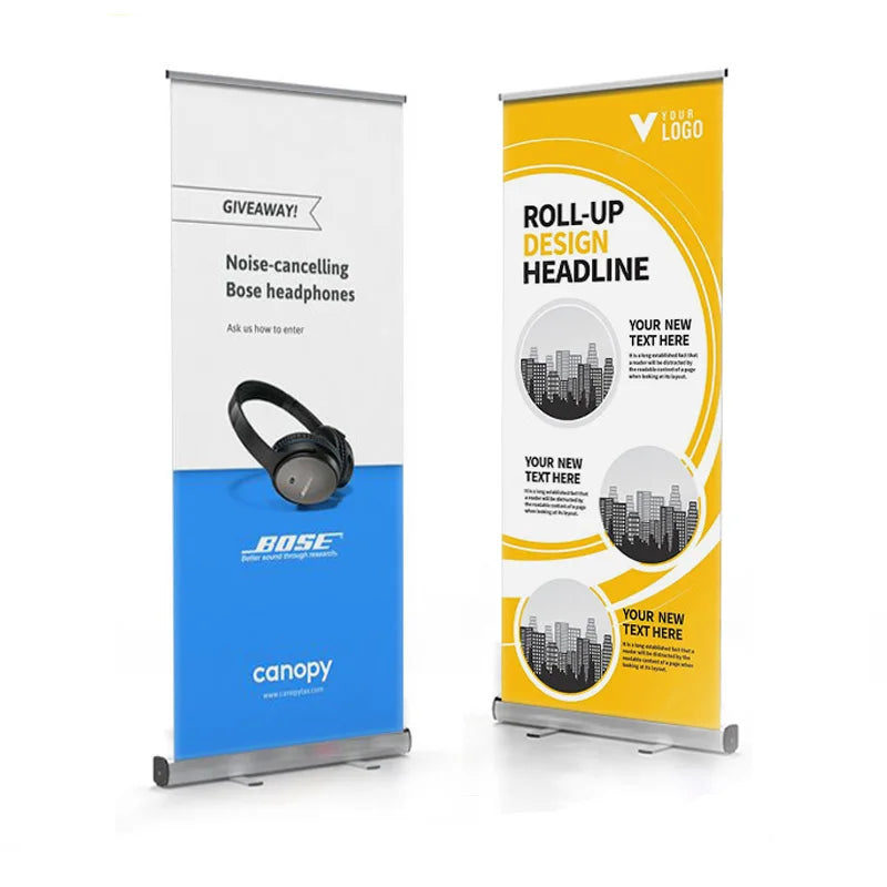 Custom Roll Up Banner Stand Flag Poster Screen 80*200cm High Quality Aluminum Alloy With Graphic Free design Cover