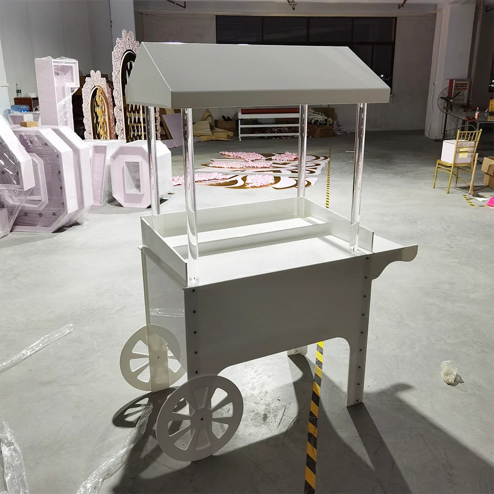 Wedding White Acrylic Food Dessert Cake Candy Cart For Baby Shower Birthday Party Decorations Supplies
