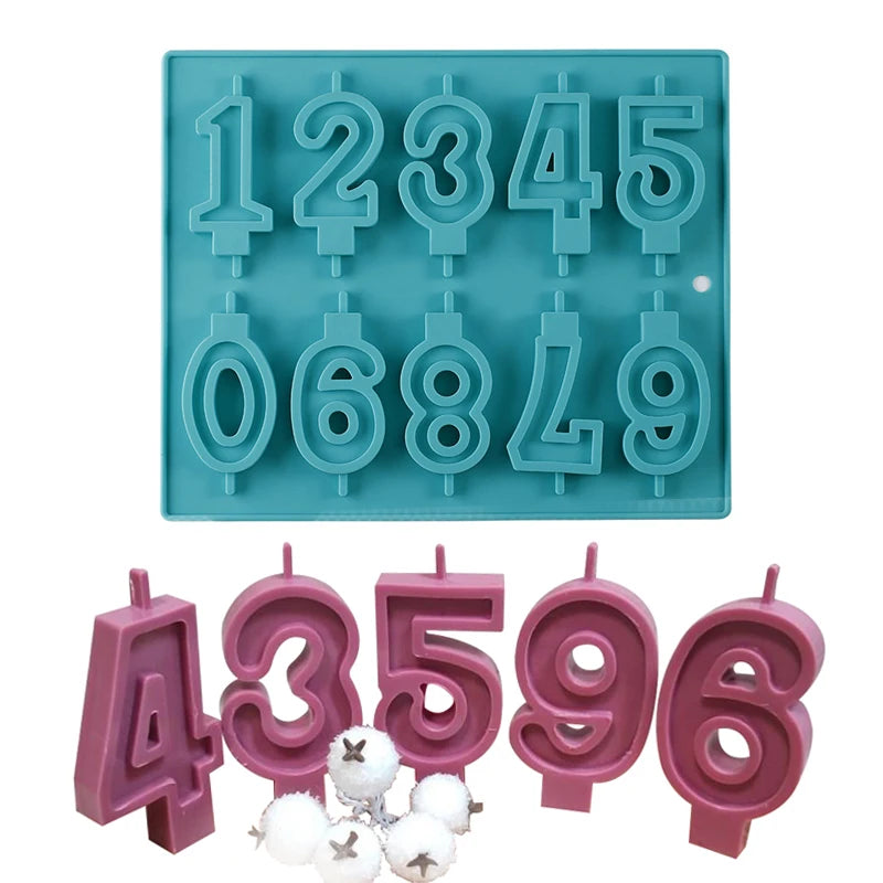 3D Arabic Number Birthday Candle Silicone Mold DIY Making Fondant Cake Chocolate Candy Mould Crafts Party Decorating Tool