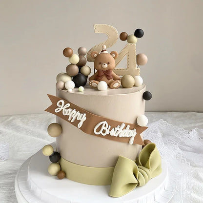 Pink Blue Bear Cake Topper Baby Shower Boy Girl Birthday Party Cake Decor Adult Birthday Gifts Wedding Cake Decorating Baking