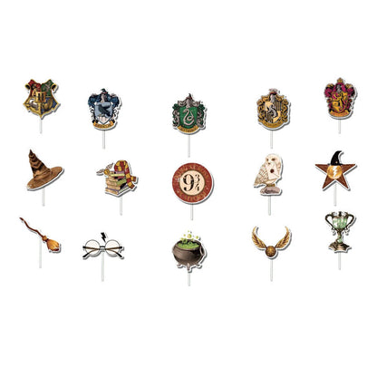 Magic Academy Theme Cake Decoration Cartoon Magician Paper Cupcake Topper for Kids Birthday Party Cake Decoration Supplies