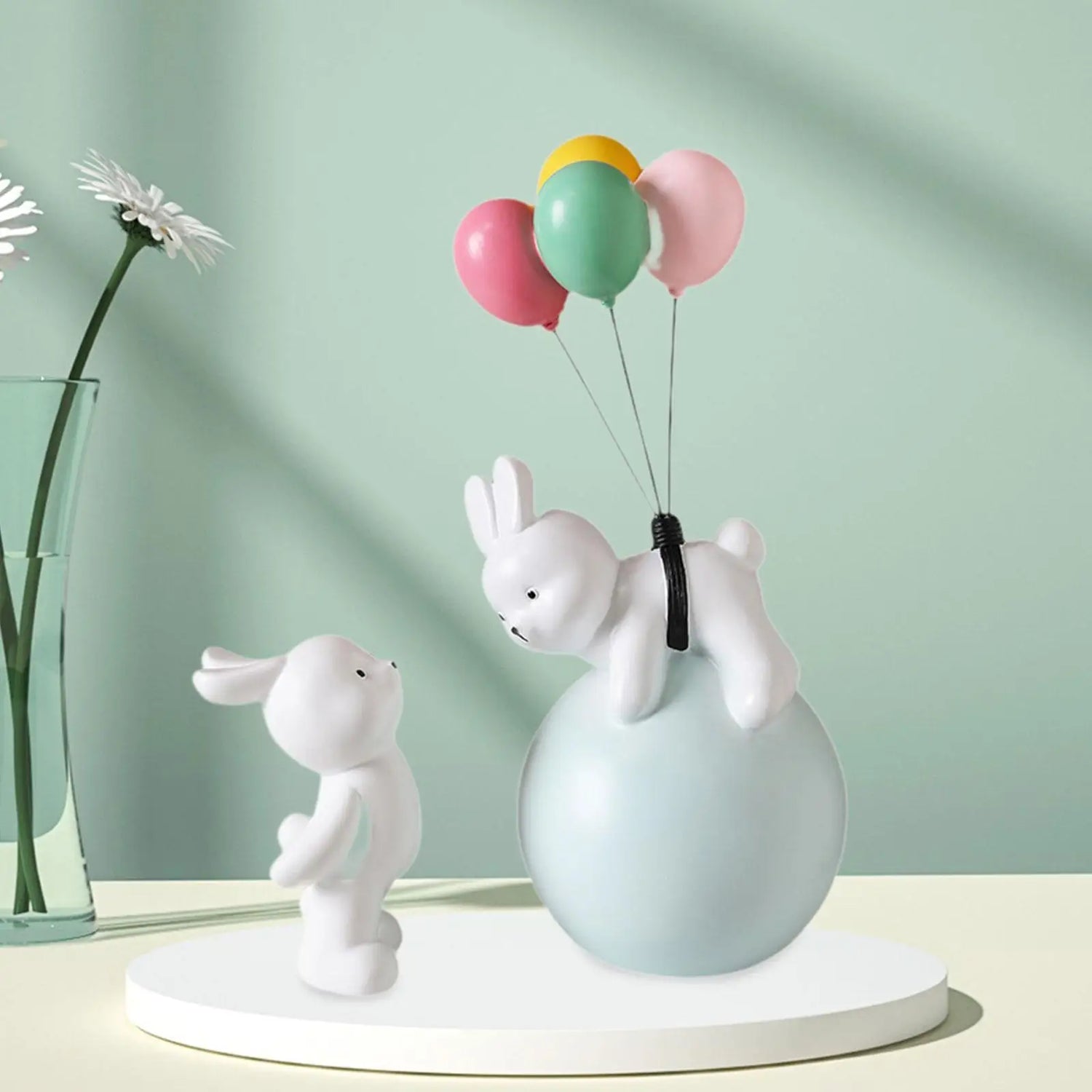 Balloon Bunny Figurine, Funny Tabletop Ornaments for Living Room TV Stand Bookshelf Arrangement Desktop