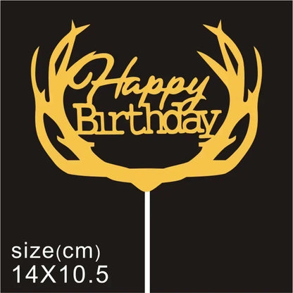 10 Pcs / Bag Gold Silver English Happy Birthday  Cake Toppers  Birthday Party Decorations   Baking DIY Accessories