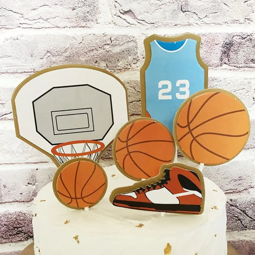 Adorable Basketball Cupcake Topper Happy Birthday Party Supplies Theme Sports Football Cake Decoration Sneakers Pattern Ornament