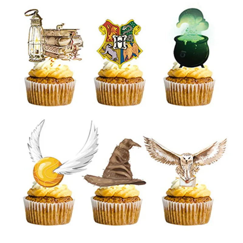 Magic School Themed Cupcake Topper Decoration for Festival Decorations Birthday Party Favor Supplies Cupcake Baking DIY Reusable