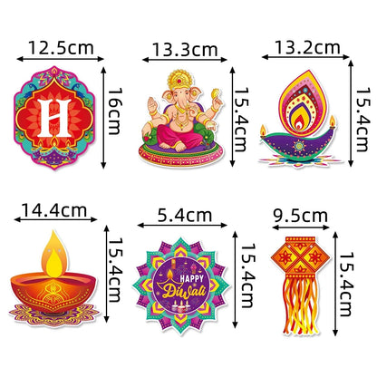 India Diwali Theme Decoration Banner,Wick Candle Pull Flag, Happy Diwali Pull Flag,Happy Diwali Spiral Hangings