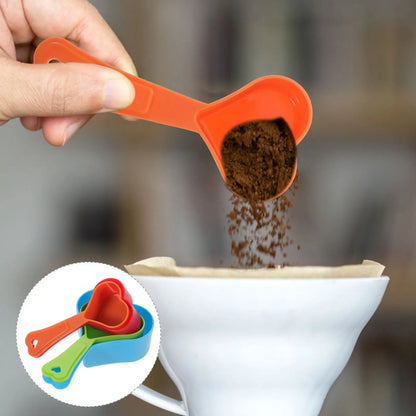 4 Pcs Heart Shaped Measuring Spoon Set for Liquid Ingredients Dry Baking Cooking Coffee Plastic Stackable Kitchenware