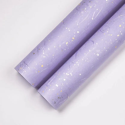 Korean Floral Wrapping Paper Set – 5 Sheets in 6 Colors with Gold/Silver Sparkle Accents