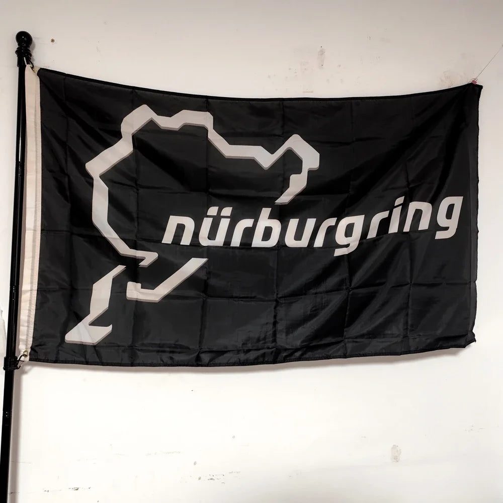 90x150cm Nurburgring Printed Polyester Banner - Durable Hanging Flag for Outdoor Decoration, Motorsport Themed Wall Garden Decor