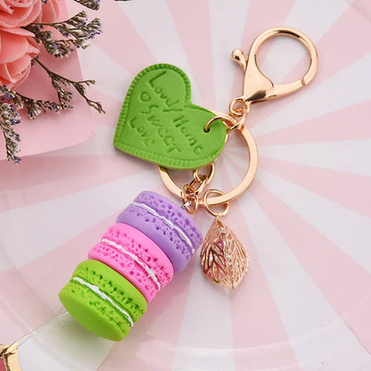 200pcs Resin Macaron Cake Keychain Metal Eiffel Tower Bag Charm keyring Wedding Supplies Keychain Favors